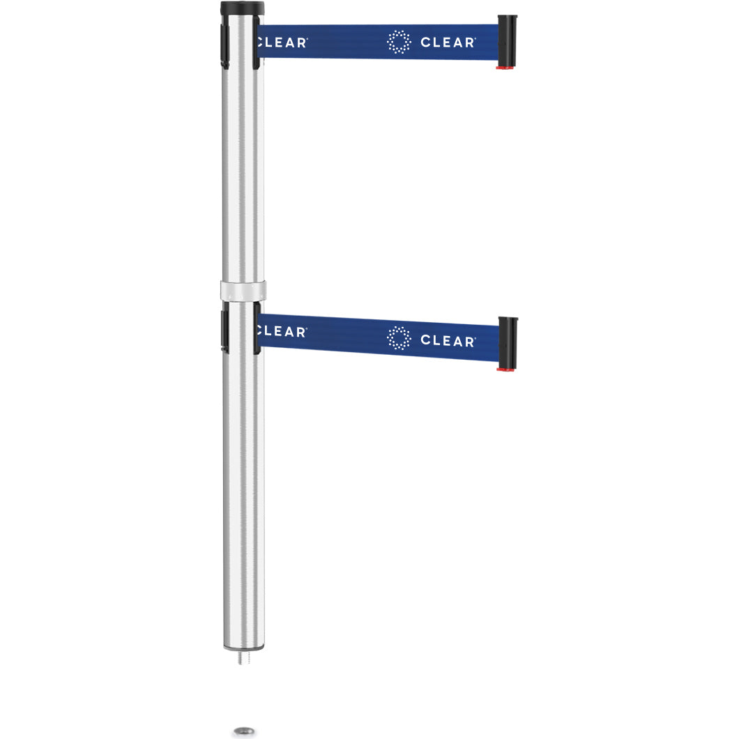 Dual Line Mini Socket Post: Satin Aluminum w/ (2) 9ft. printed blue belts