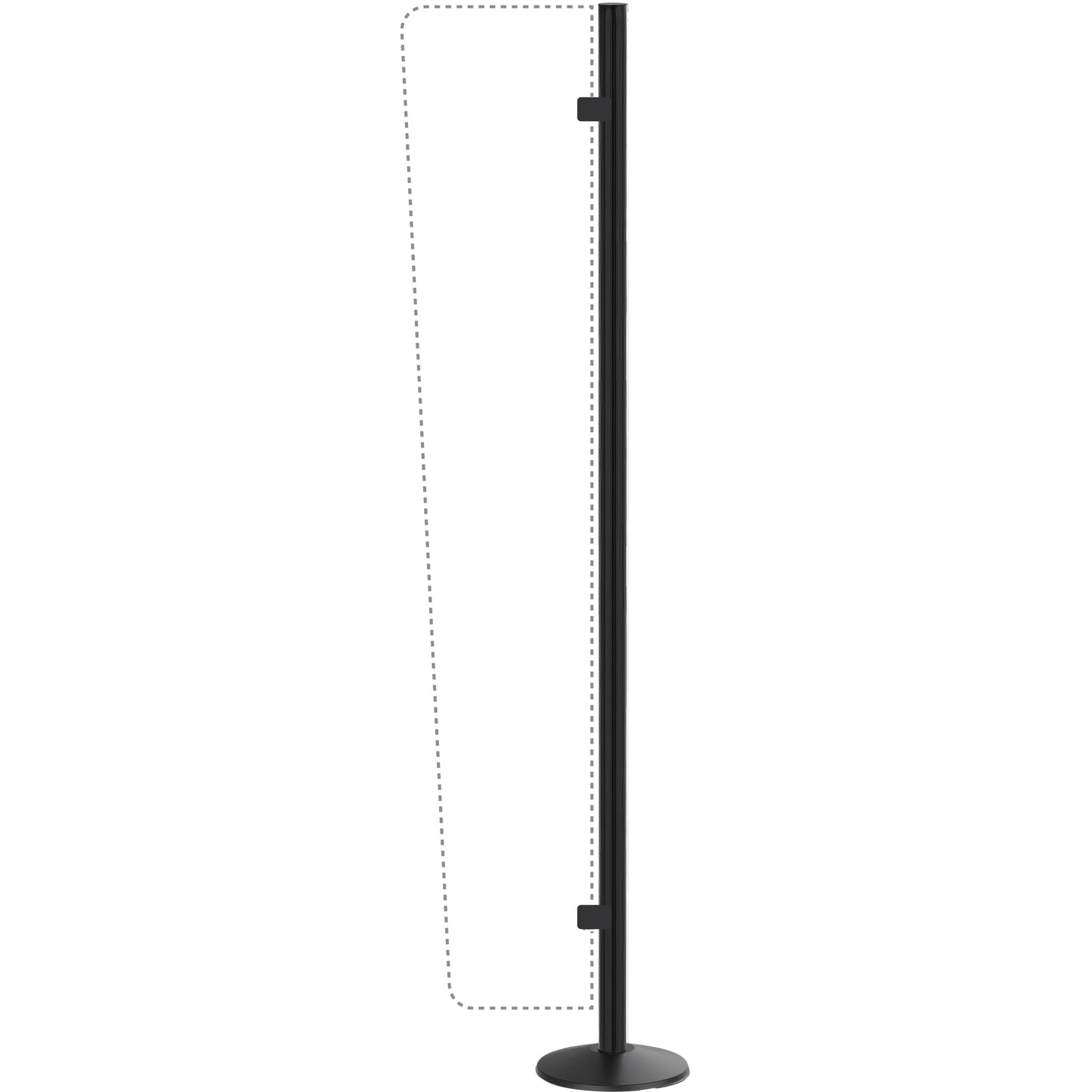 94" Tall Receiver Flag Post: Black with Sloped Base for Tall Signage