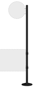 94" Tall Flag Post with Sloped Base w CLEAR ropes – Black (Verification)