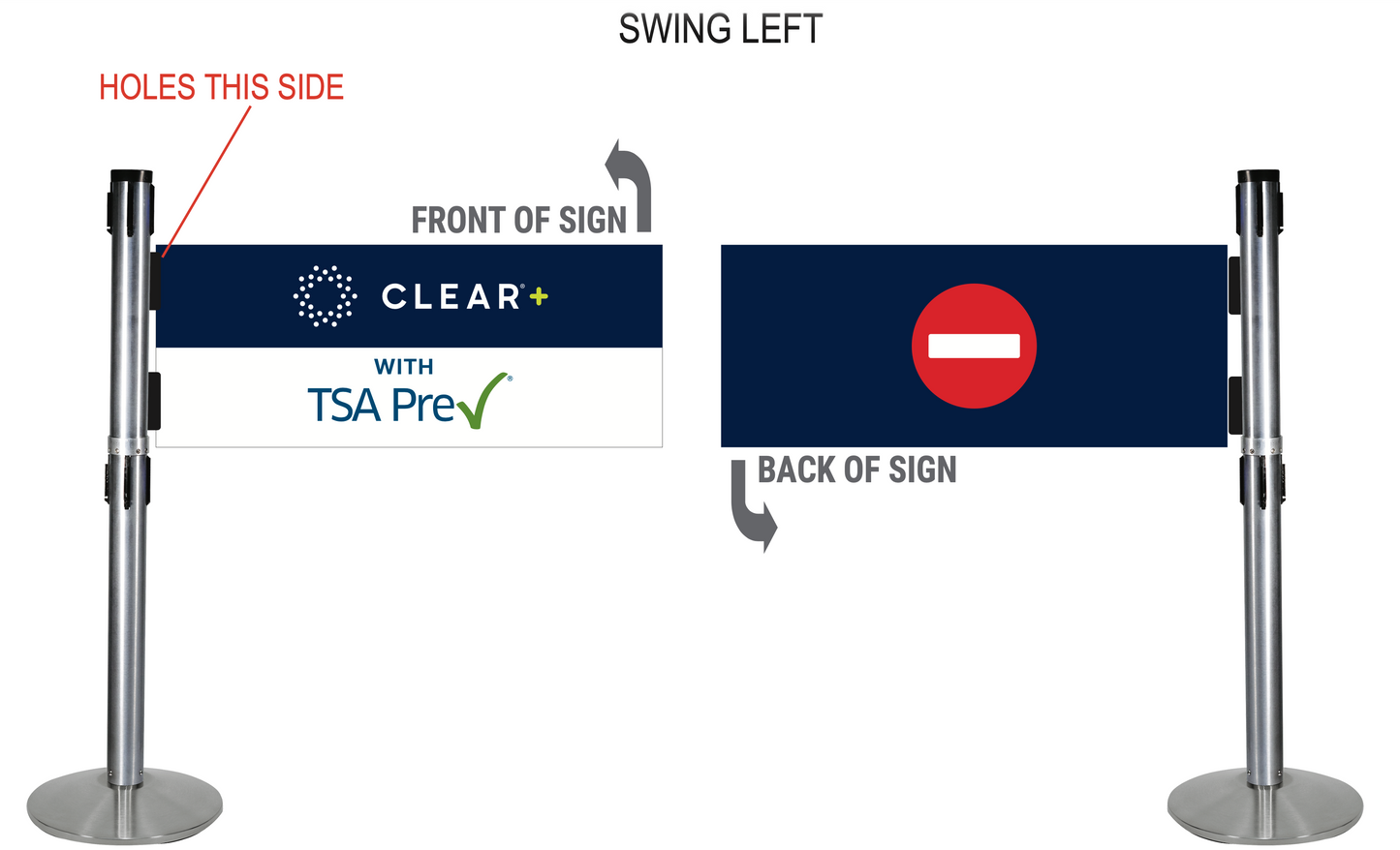 Security Swing Gate Panel; Left; CLEAR/TSA PreCheck