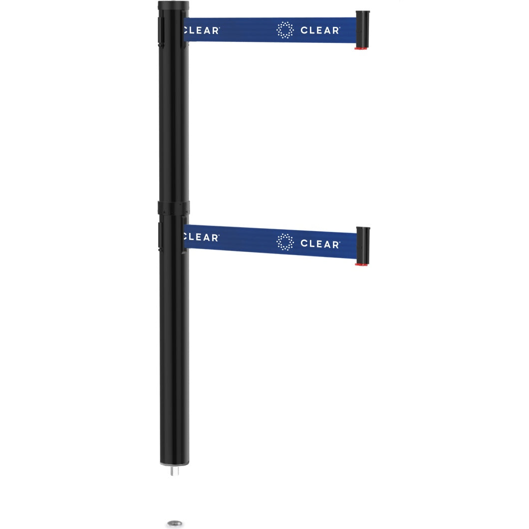 Dual Line Mini Socket Post – Black Aluminum with (2) 9 ft. CLEAR Printed Belts