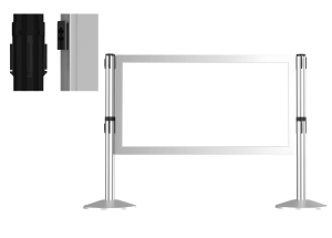 Queue Panel, 48Ww x 26H, Satin Aluminum  Frame/2 pieces of Clear Acylic; Includes EZ OFF End Blocks; Required for Magnetic or Mini-Socket Stanchions