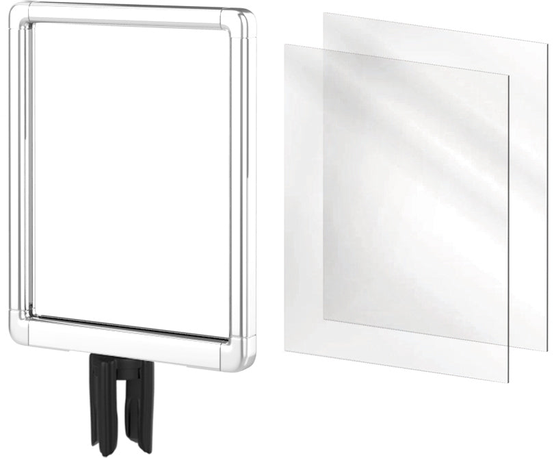 8.5"W x 11"H Sign Holder with Adapter Cone – Polished Chrome