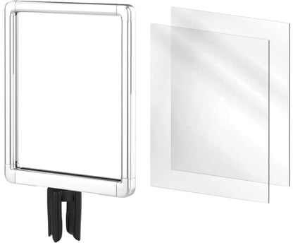 8.5"W x 11"H Sign Holder with Adapter Cone – Polished Chrome