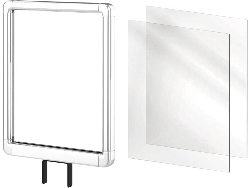 8.5"W x 11"H Sign Holder with U Bracket – Polished Chrome