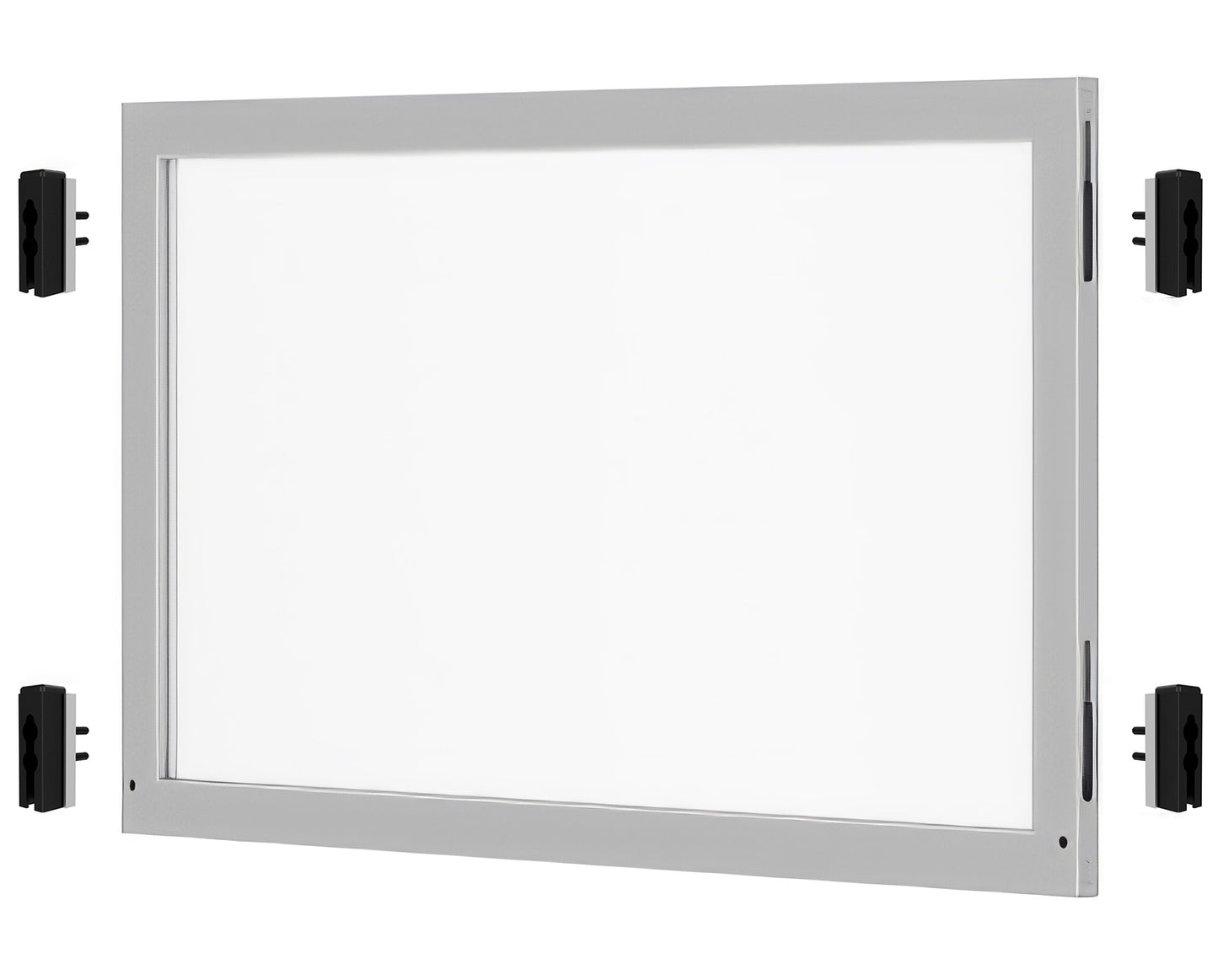 Queue Panel, 48Ww x 26H, Satin Aluminum  Frame/2 pieces of Clear Acylic; Includes EZ OFF End Blocks; Required for Magnetic or Mini-Socket Stanchions