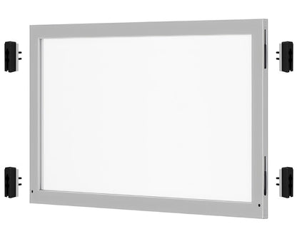 Queue Panel, 48Ww x 26H, Satin Aluminum  Frame/2 pieces of Clear Acylic; Includes EZ OFF End Blocks; Required for Magnetic or Mini-Socket Stanchions