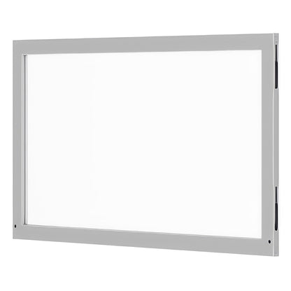 Queue Panel – 48"W x 26"H, Satin Aluminum Frame with (2) Clear Acrylic Inserts