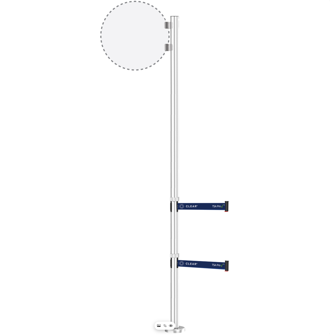 94" Tall Belted Flag Post with Magnetic Base – Satin Aluminum (2 TSA Belts)