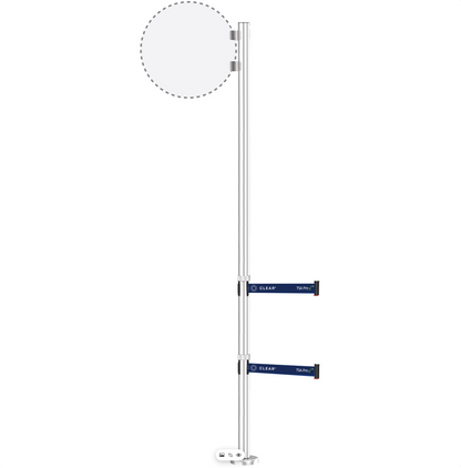 94" Tall Belted Flag Post with Magnetic Base – Satin Aluminum (2 TSA Belts)