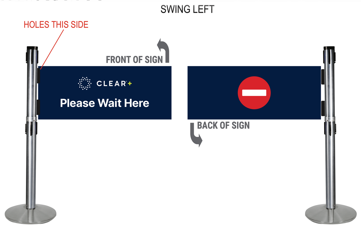 Security Swing Gate Panel; Left; Please Wait Here/No Entry